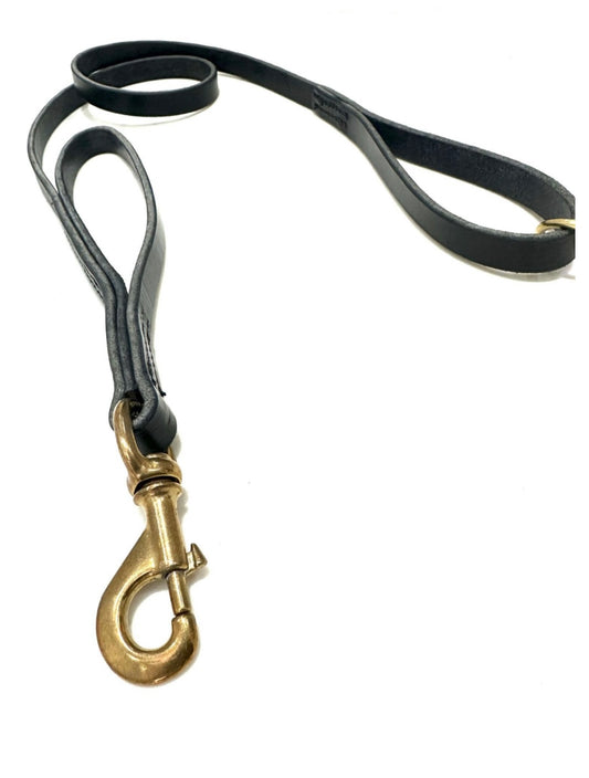 Leren politielijn zwart hondenriem