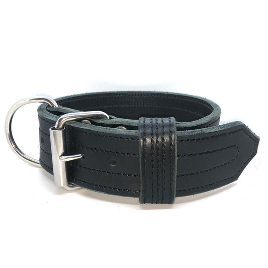 Zwart leder halsband 5cm
