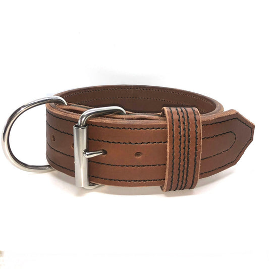 Bruin leder halsband 5cm