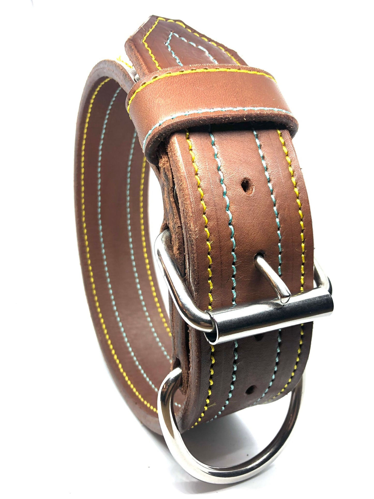 Bruin Ibiza leder halsband 5cm