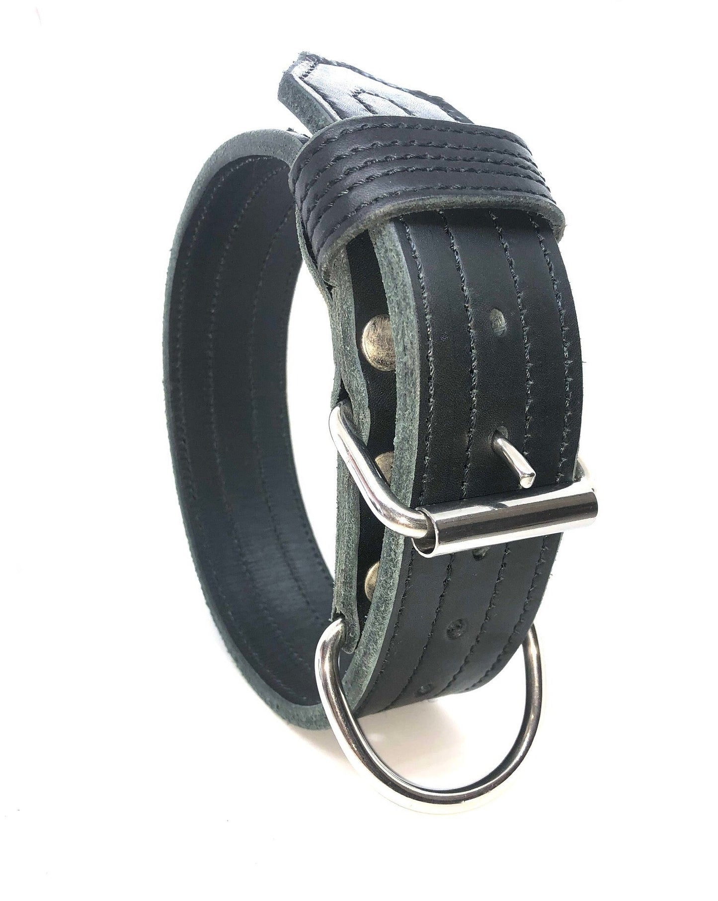 Zwart leder halsband 5cm