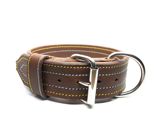 Bruin Ibiza leder halsband 5cm