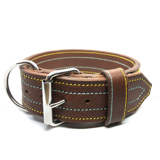 Bruin Ibiza leder halsband 5cm
